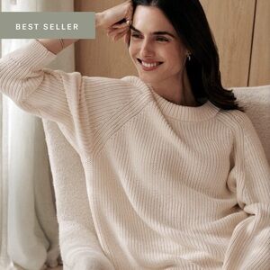 Jenni Kayne Cotton Fisherman Sweater in Ivory, perfect condition